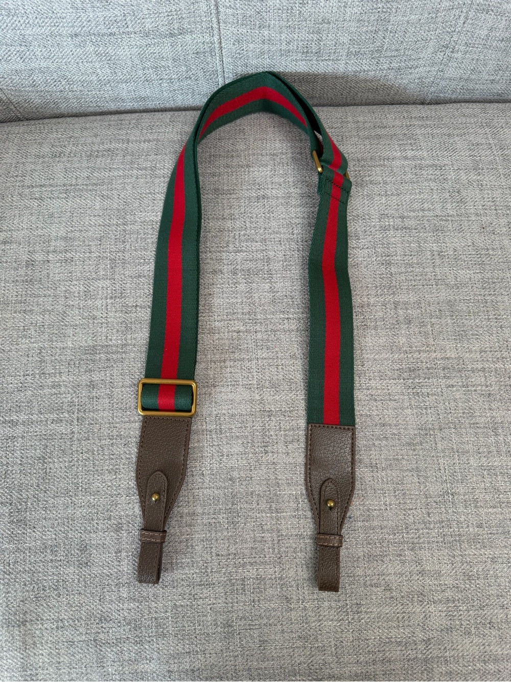 🤎Adjustable Red & Green Woven Replacement Bag Strap | Brown Trim✨